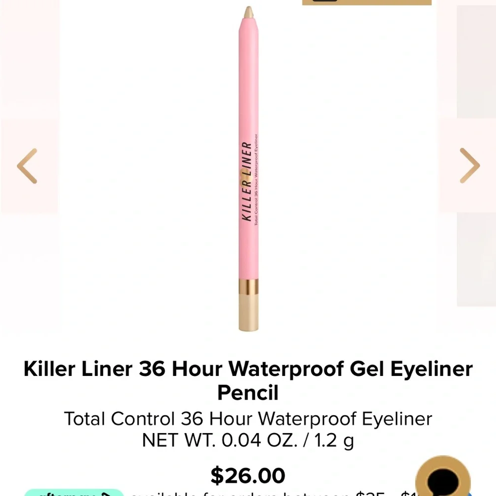 Killer Liner 36 Hour Waterproof Gel Eyeliner Pencil (Cashmere / Nude) NIB
